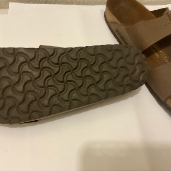 Birkenstock Brown Suede Two-Strap Slide Sandals unisex L9 M7 - Picture 5 of 5